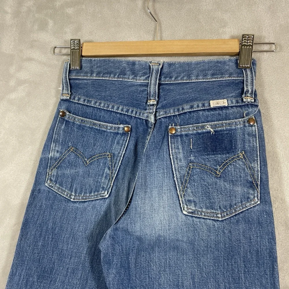 Vtg 60s Sanforized Blue Bell Wrangler Maverick Jeans Kids 10 24x24 Repaired True